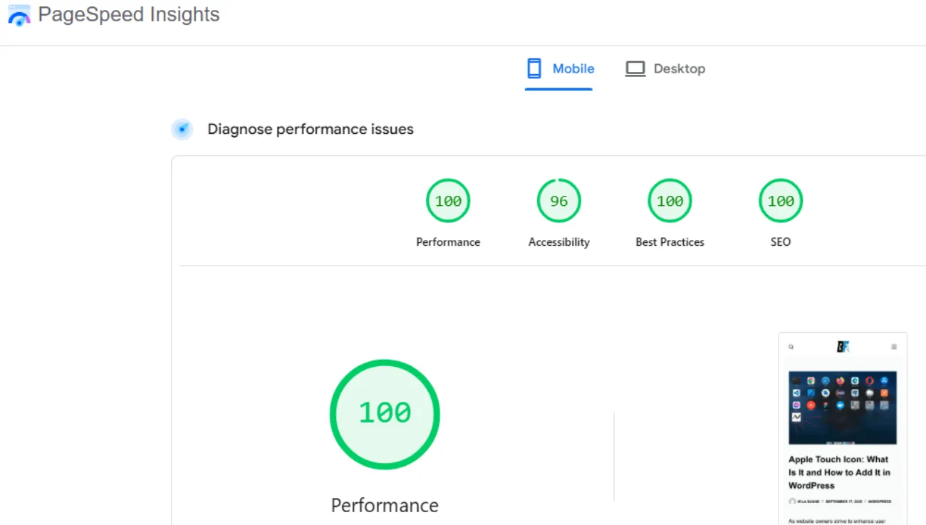 Pagespeed insights for fixblogs.com